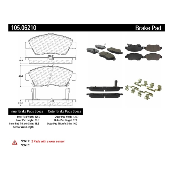 Centric Posi Quiet™ Ceramic Front Disc Brake Pads 105.06210
