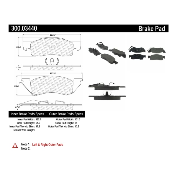 Centric Premium Semi-Metallic Front Disc Brake Pads 300.03440