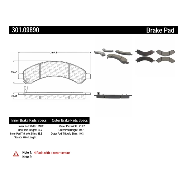 Centric Premium Ceramic Rear Disc Brake Pads 301.09890