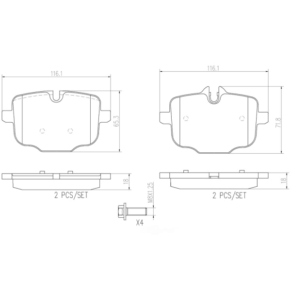 brembo Premium Ceramic Rear Disc Brake Pads P06061N