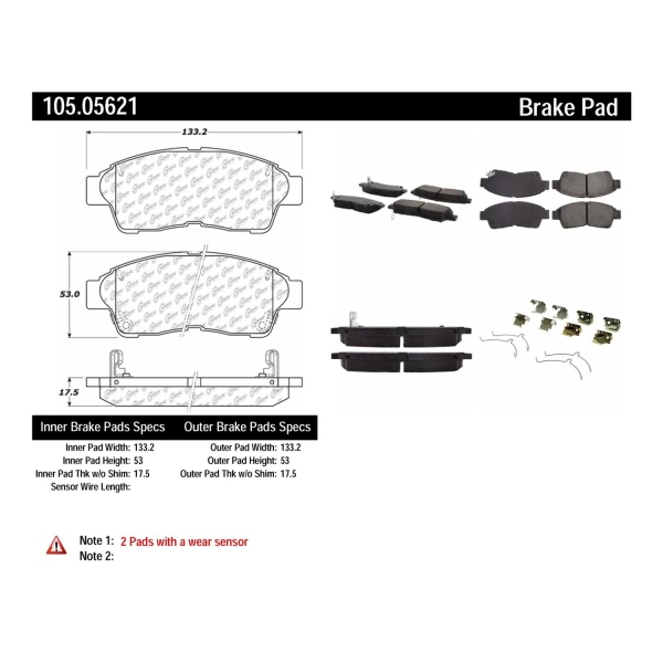 Centric Posi Quiet™ Ceramic Front Disc Brake Pads 105.05621