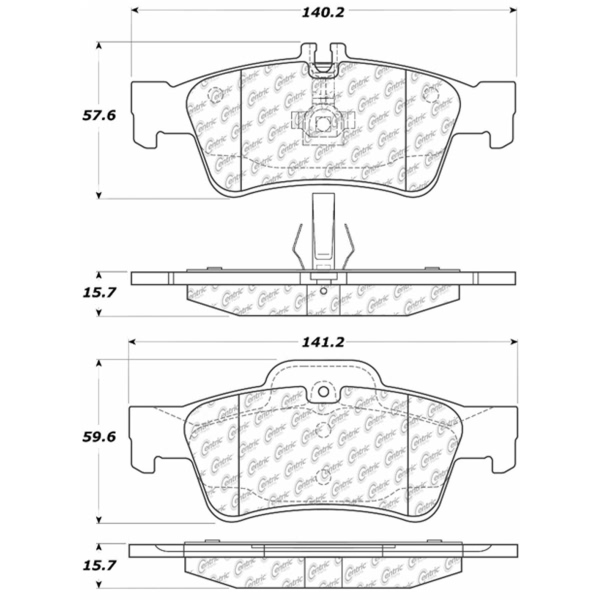 Centric Posi Quiet™ Semi-Metallic Rear Disc Brake Pads 104.09860
