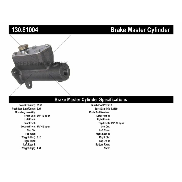 Centric Premium Brake Master Cylinder 130.81004