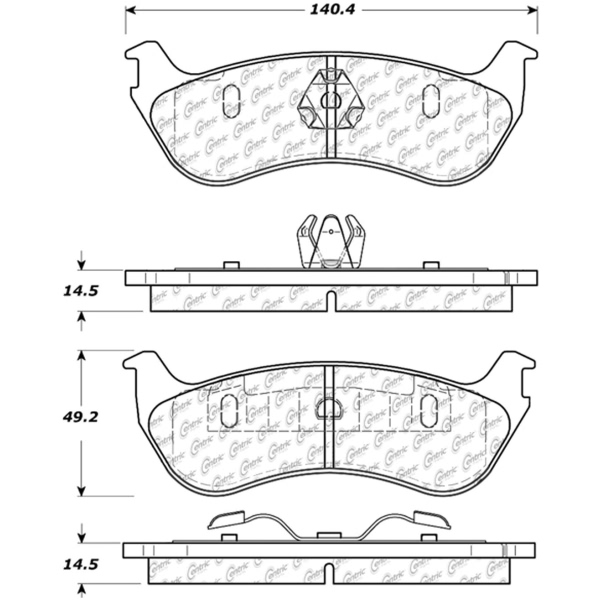 Centric Posi Quiet™ Extended Wear Semi-Metallic Rear Disc Brake Pads 106.08810