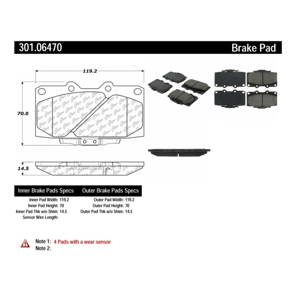 Centric Premium Ceramic Front Disc Brake Pads 301.06470