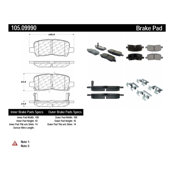 Centric Posi Quiet™ Ceramic Rear Disc Brake Pads 105.09990