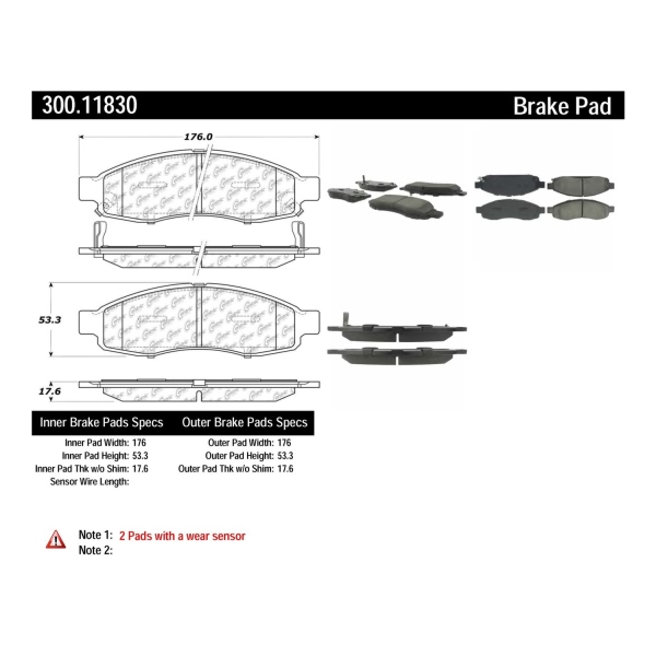 Centric Premium Semi-Metallic Front Disc Brake Pads 300.11830