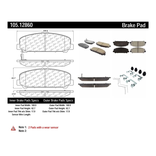 Centric Posi Quiet™ Ceramic Front Disc Brake Pads 105.12860