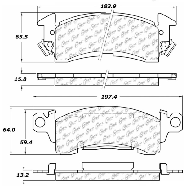 Centric Premium™ Semi-Metallic Brake Pads With Shims And Hardware 300.00520