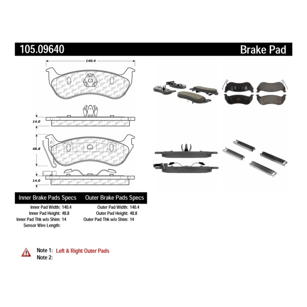 Centric Posi Quiet™ Ceramic Rear Disc Brake Pads 105.09640