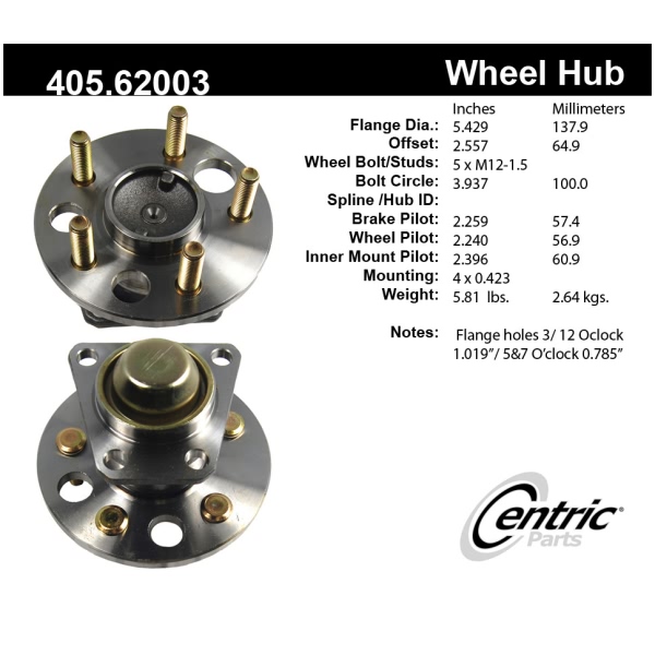 Centric Premium™ Hub And Bearing Assembly 405.62003