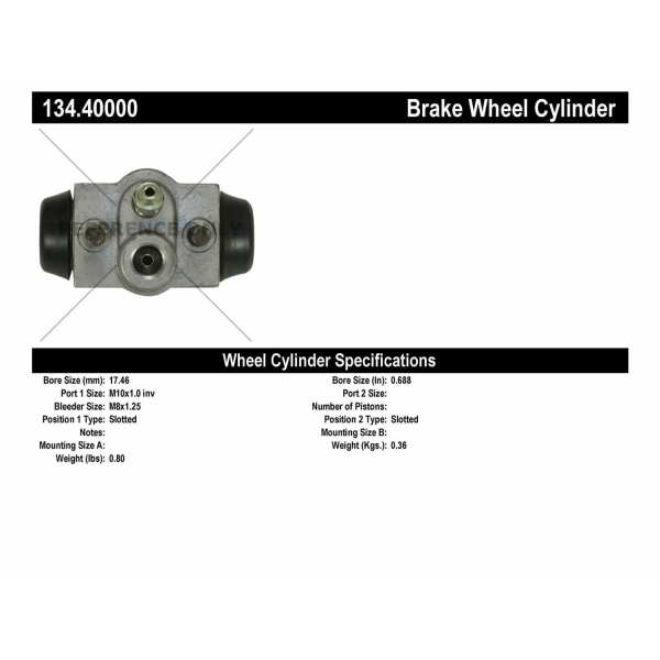 Centric Premium Rear Drum Brake Wheel Cylinder 134.40000