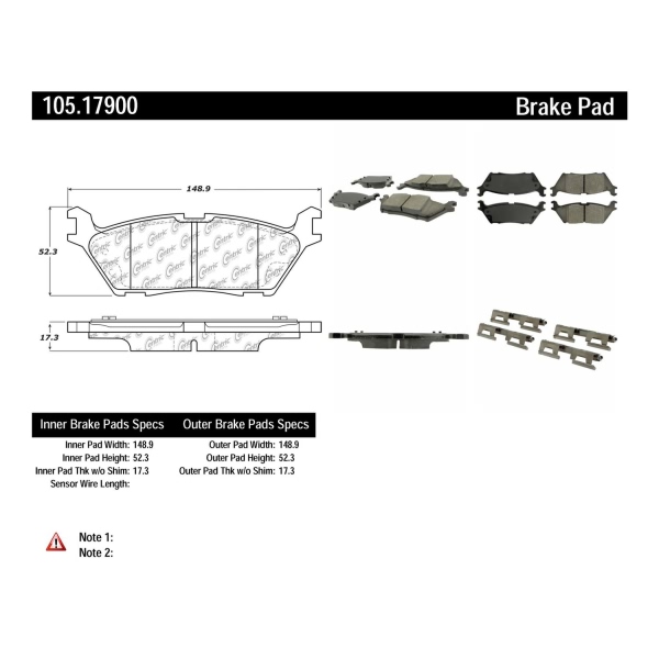 Centric Posi Quiet™ Ceramic Rear Disc Brake Pads 105.17900