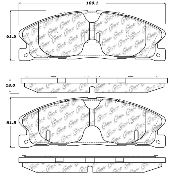 Centric Posi Quiet™ Extended Wear Semi-Metallic Front Disc Brake Pads 106.16110