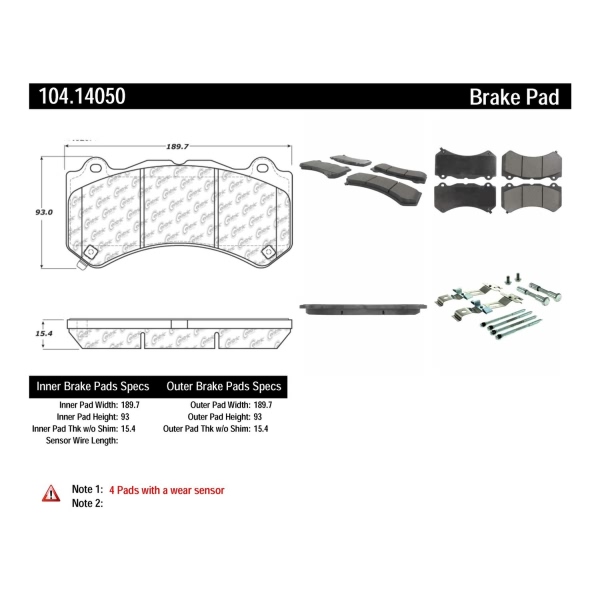 Centric Posi Quiet™ Semi-Metallic Front Disc Brake Pads 104.14050