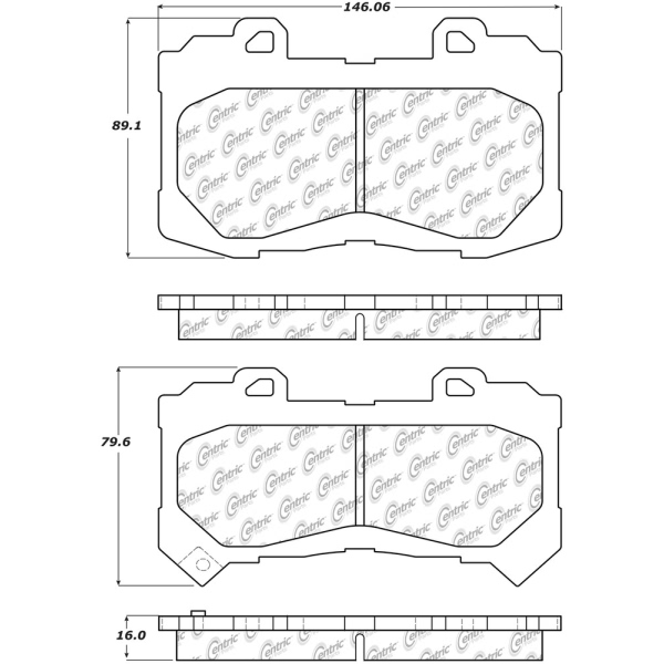 Centric Premium Ceramic Front Disc Brake Pads 301.18020