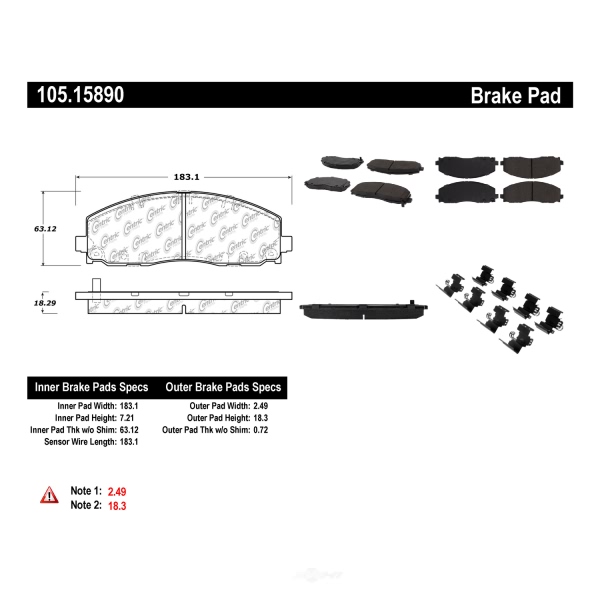 Centric Posi Quiet™ Ceramic Front Disc Brake Pads 105.15890