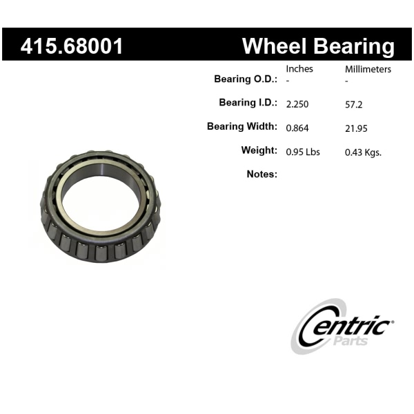 Centric Premium™ Rear Passenger Side Inner Wheel Bearing 415.68001