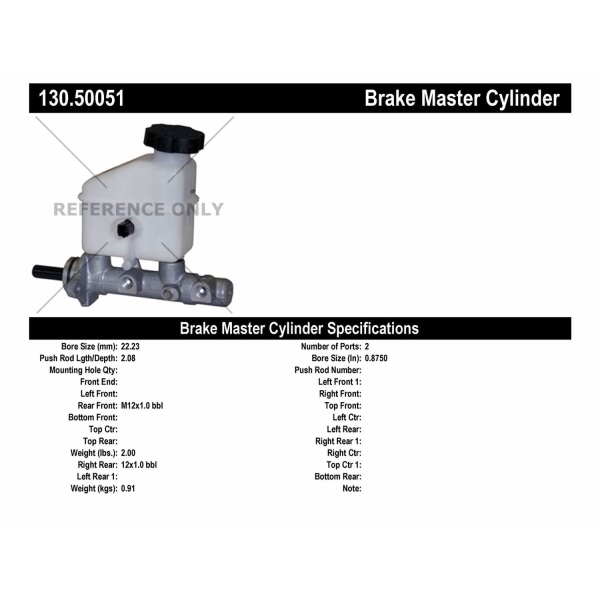 Centric Premium Brake Master Cylinder 130.50051