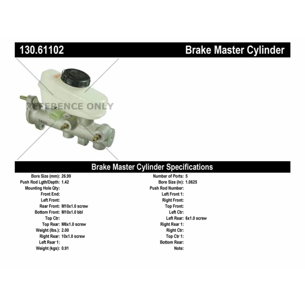 Centric Premium Brake Master Cylinder 130.61102