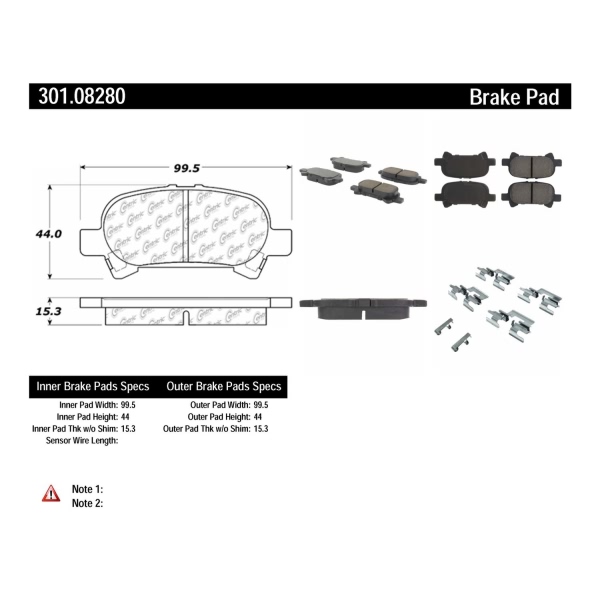 Centric Premium Ceramic Rear Disc Brake Pads 301.08280