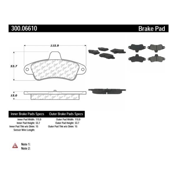 Centric Premium Semi-Metallic Rear Disc Brake Pads 300.06610
