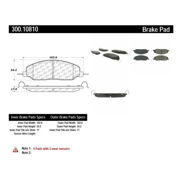 Centric Premium Semi-Metallic Front Disc Brake Pads 300.10810