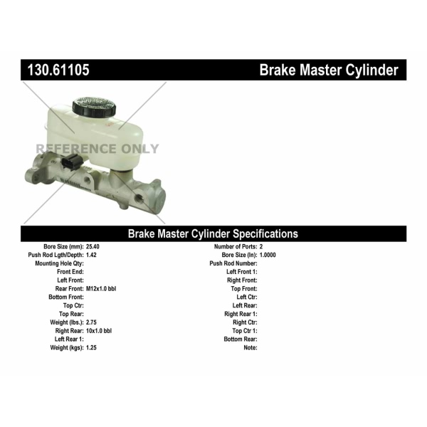 Centric Premium Brake Master Cylinder 130.61105