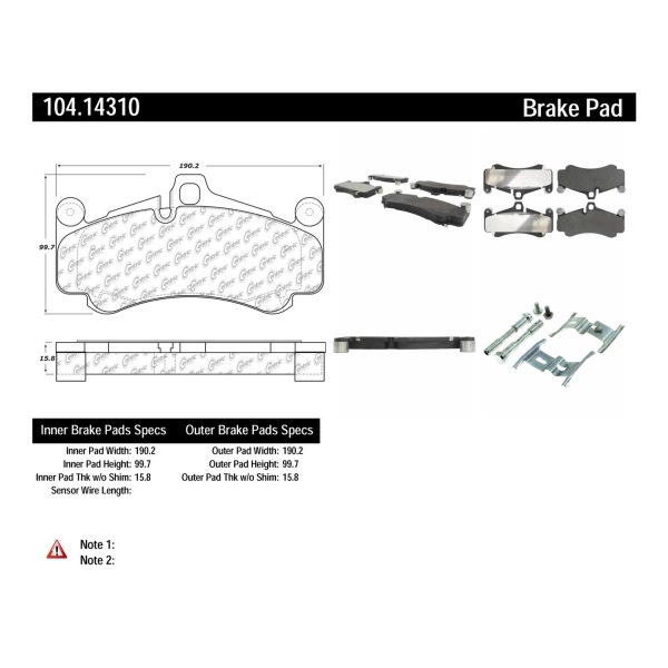 Centric Posi Quiet™ Semi-Metallic Front Disc Brake Pads 104.14310