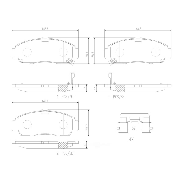 brembo Premium Ceramic Front Disc Brake Pads P28034N