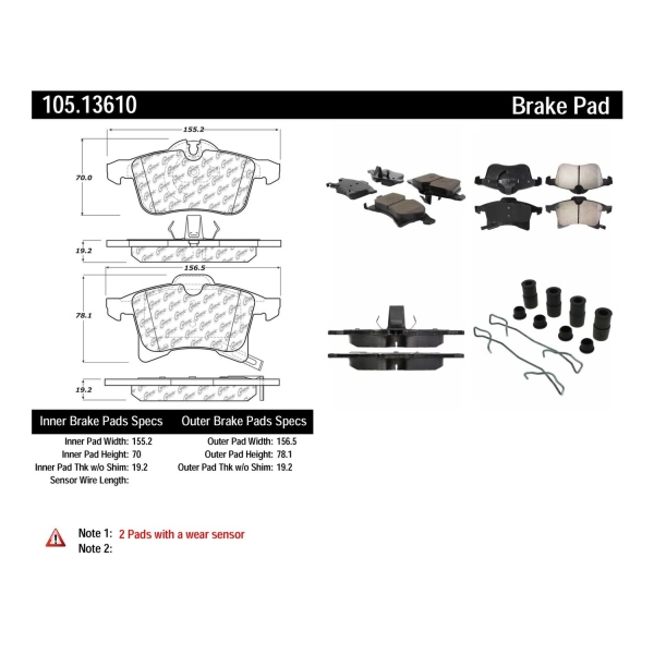 Centric Posi Quiet™ Ceramic Front Disc Brake Pads 105.13610