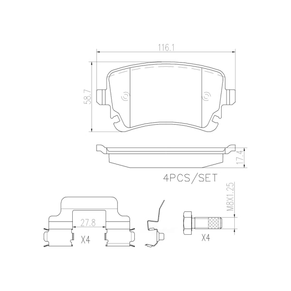 brembo Premium Ceramic Rear Disc Brake Pads P85076N