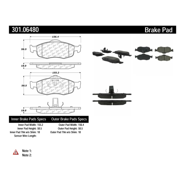 Centric Premium Ceramic Front Disc Brake Pads 301.06480