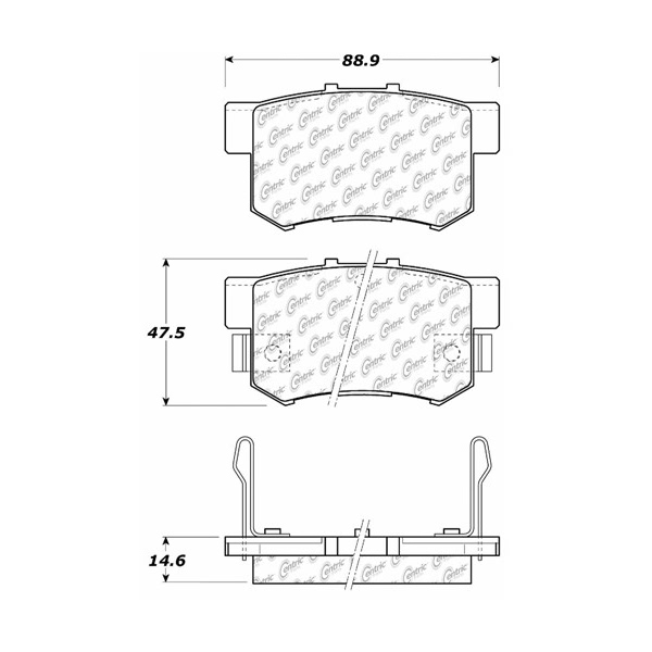 Centric Posi Quiet™ Extended Wear Semi-Metallic Rear Disc Brake Pads 106.05371