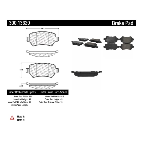 Centric Premium Semi-Metallic Rear Disc Brake Pads 300.13620