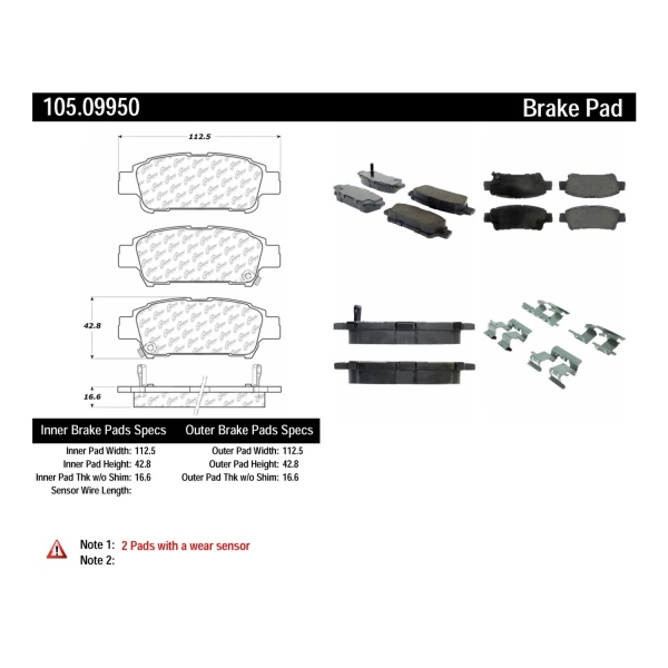 Centric Posi Quiet™ Ceramic Rear Disc Brake Pads 105.09950