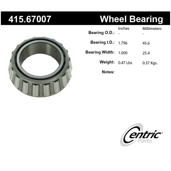 Centric Premium™ Front Driver Side Inner Wheel Bearing 415.67007