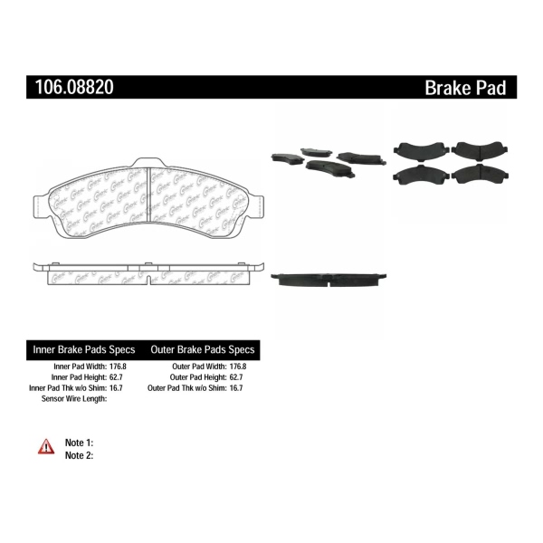 Centric Posi Quiet™ Extended Wear Semi-Metallic Front Disc Brake Pads 106.08820