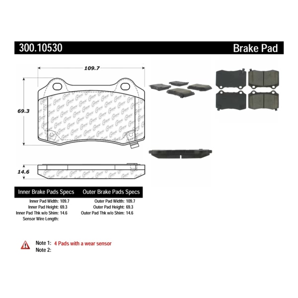 Centric Premium Semi-Metallic Rear Disc Brake Pads 300.10530