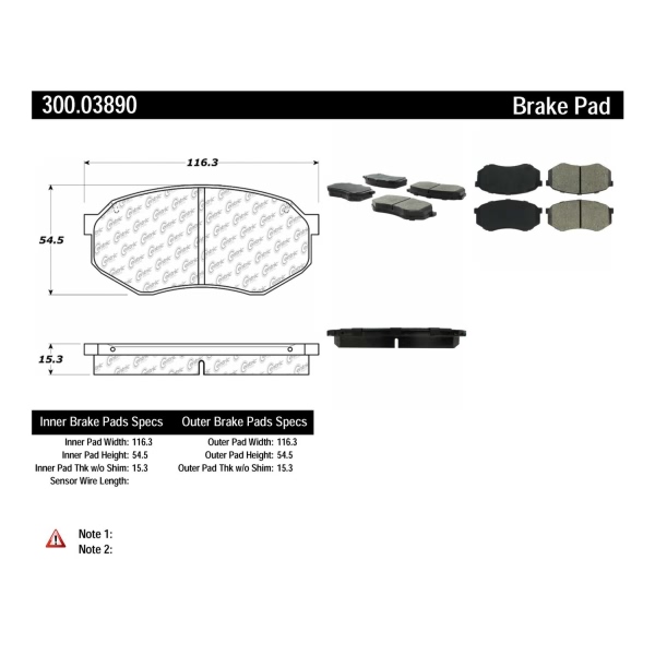 Centric Premium Semi-Metallic Front Disc Brake Pads 300.03890