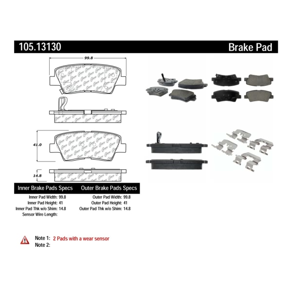 Centric Posi Quiet™ Ceramic Rear Disc Brake Pads 105.13130