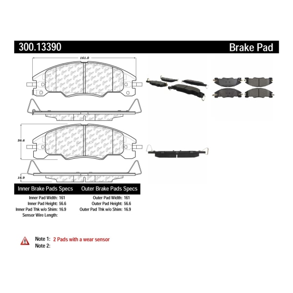 Centric Premium Semi-Metallic Front Disc Brake Pads 300.13390