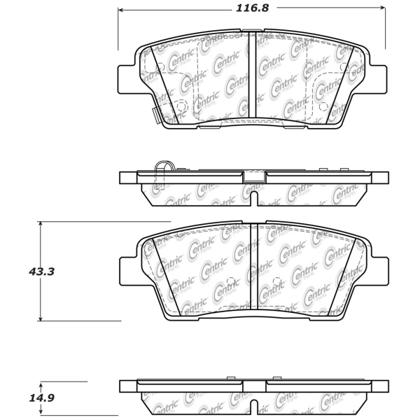 Centric Posi Quiet™ Ceramic Rear Disc Brake Pads 105.15510
