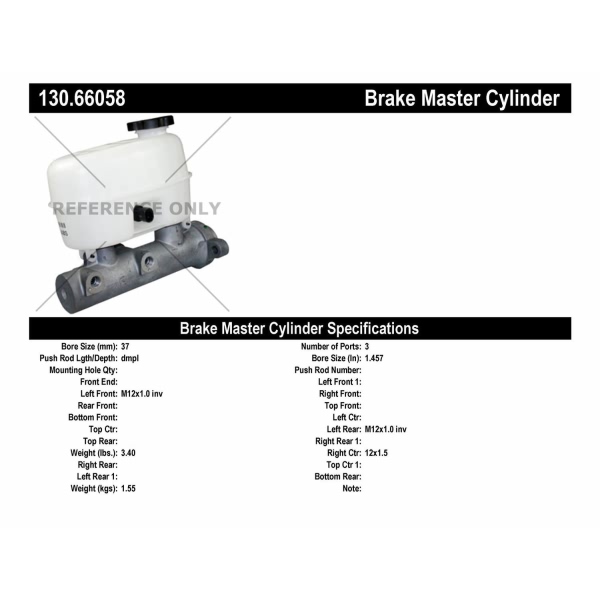 Centric Premium Brake Master Cylinder 130.66058