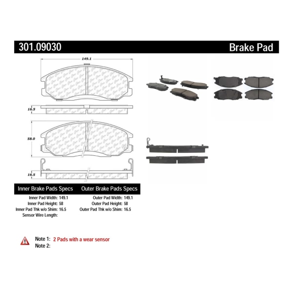 Centric Premium™ Ceramic Brake Pads With Shims And Hardware 301.09030