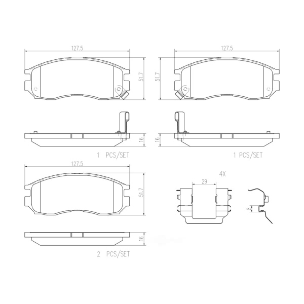 brembo Premium Ceramic Front Disc Brake Pads P54014N