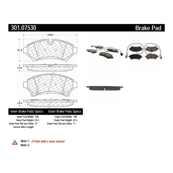 Centric Premium Ceramic Front Disc Brake Pads 301.07530