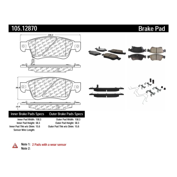 Centric Posi Quiet™ Ceramic Front Disc Brake Pads 105.12870