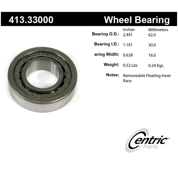 Centric Premium™ Rear Passenger Side Outer Wheel Bearing 413.33000