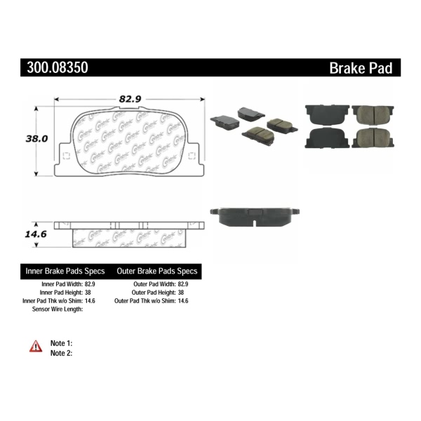 Centric Premium Semi-Metallic Rear Disc Brake Pads 300.08350